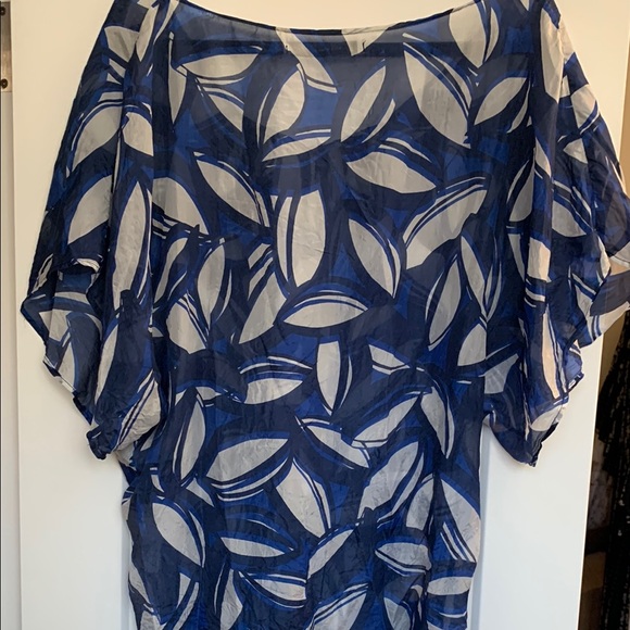 Zara Blue and White Leaf Print Women's Top - Picture 5 of 5